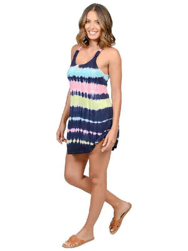 Peppy striped mini dress-Tie-dyed bungee short dress