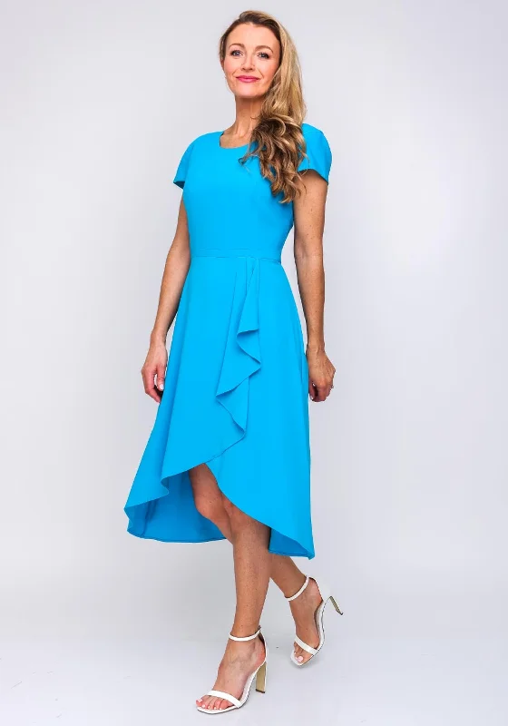 Fashionable mini dress with collar-Ella Boo Frill Skirt Fit and Flare Dress, Aqua