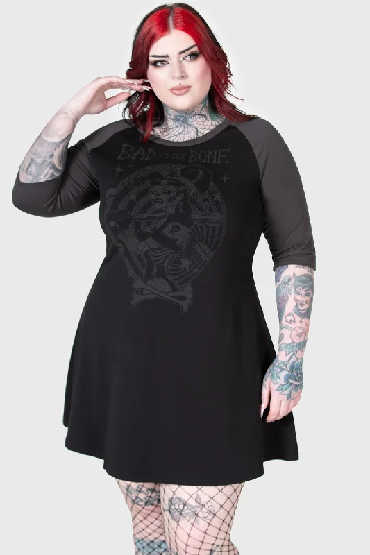 Mini dress with sheer sleeves-Bad 2 The Bone Raglan Dress [PLUS]