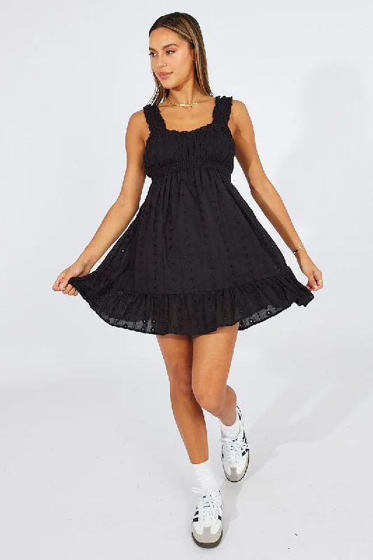 Statement sequin mini dress-Black Fit And Flare Dress Lace