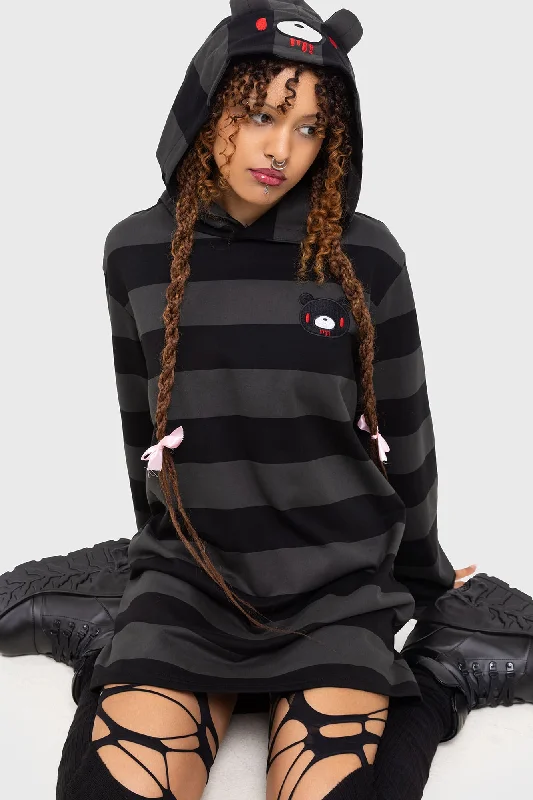 Sporty mini dress with stripes-Harajuku Hooded Dress