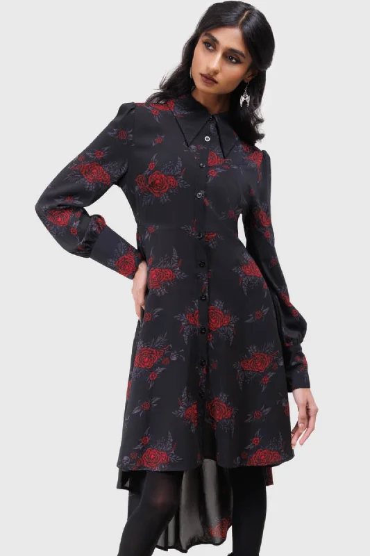 Bold floral midi dress-Pandora Shirt Dress