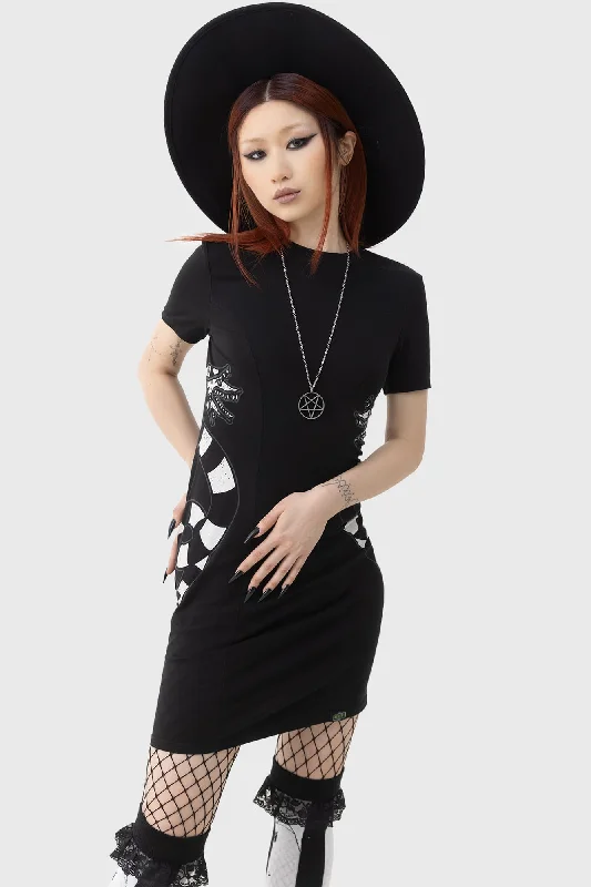 Dainty mini dress with lace trim-Sandworm Bodycon Dress